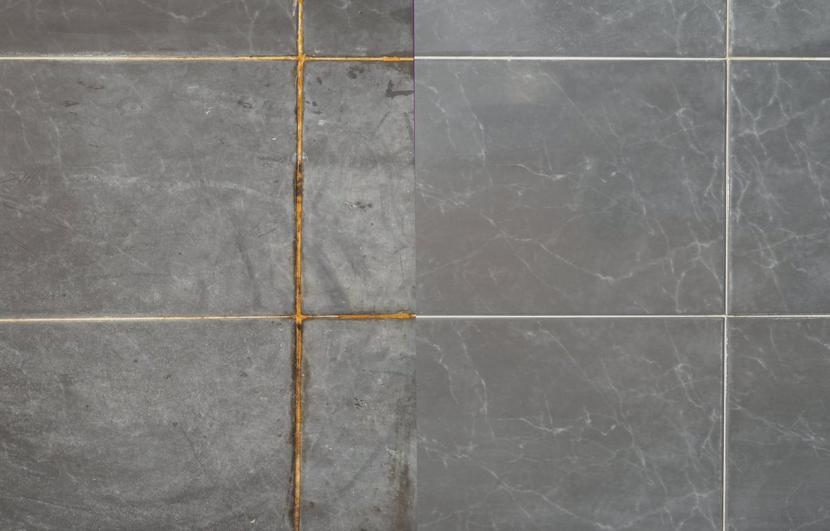 Clean grout between tiles in bathroom — Virginia grout restoration before and after