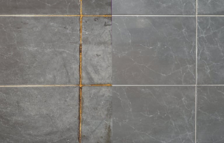 Clean grout between tiles in bathroom — after restoration in VA