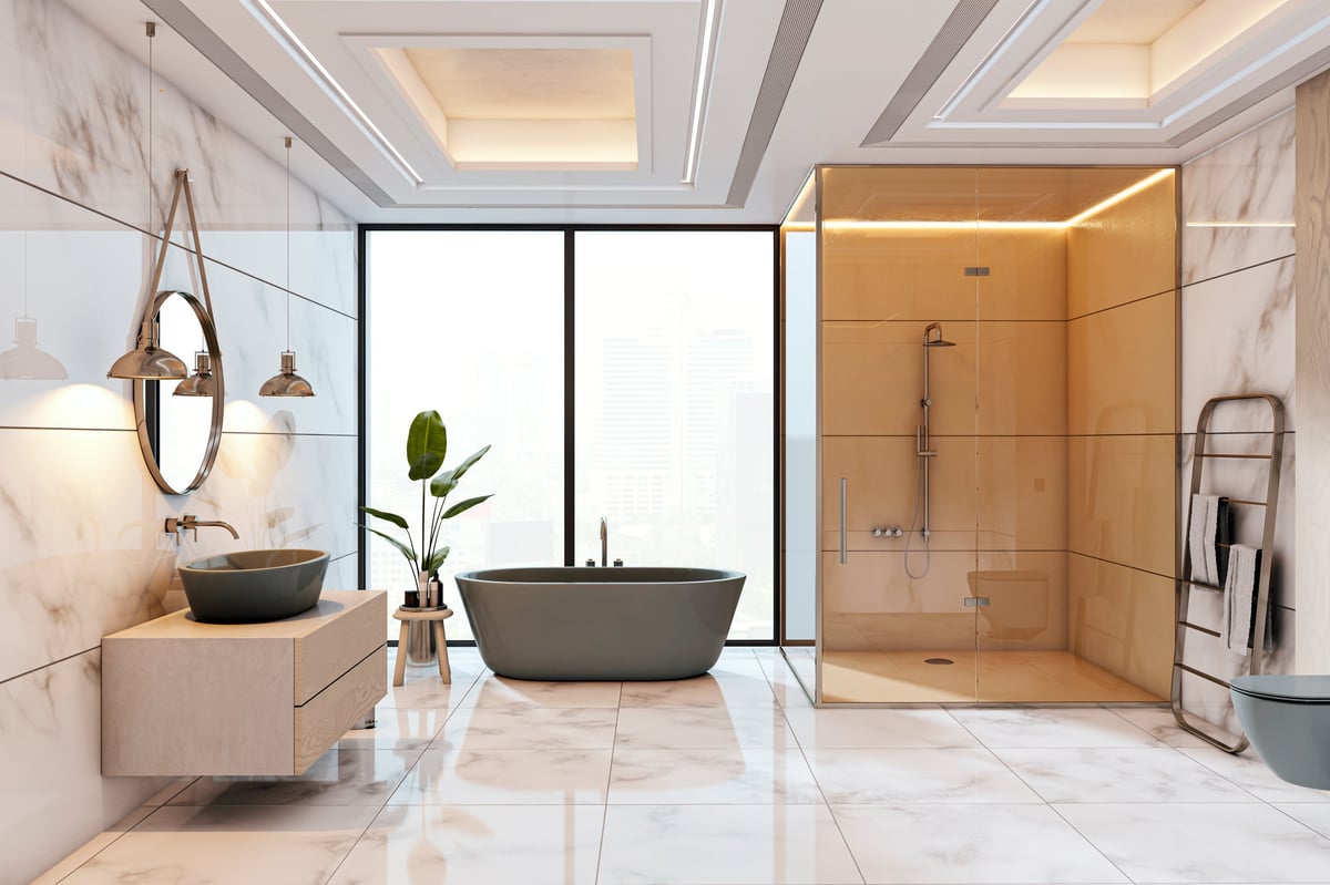 Luxury marble bathroom and stone surfaces in a Raleigh North Carolina property