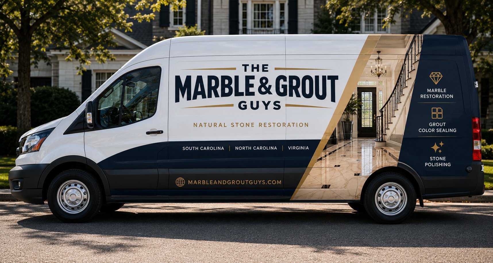 The Marble and Grout Guys service van — Virginia's premier marble and grout restoration company